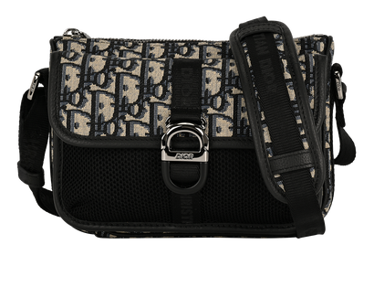 Oblique Mini Saddle Messenger Bag, &pound;1,150, Handbags, Blue, Canvas, Front view